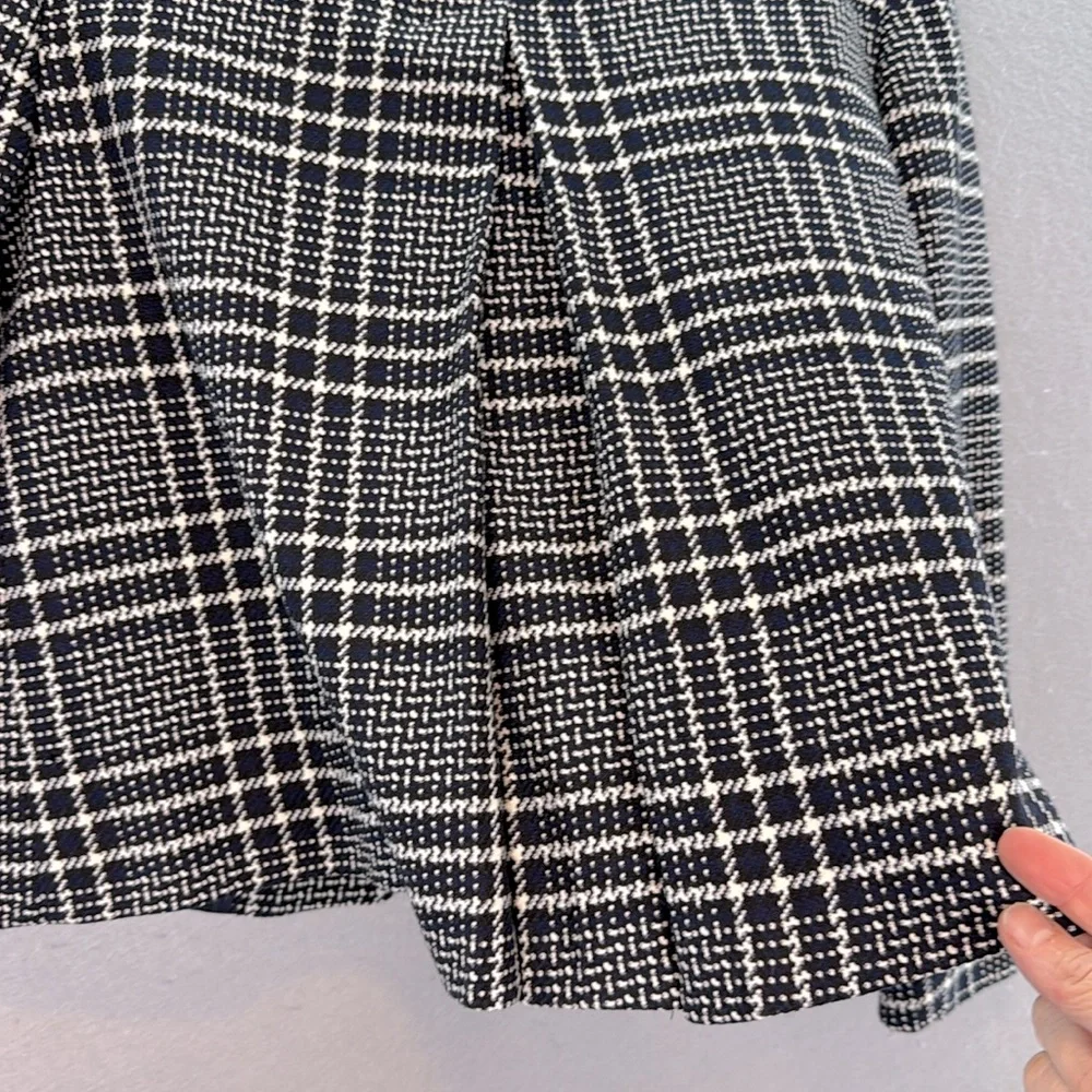 Zara women’s Cropped Checkered Blazer plaid Collarless Jacket 7/8 sleeves SZ XS